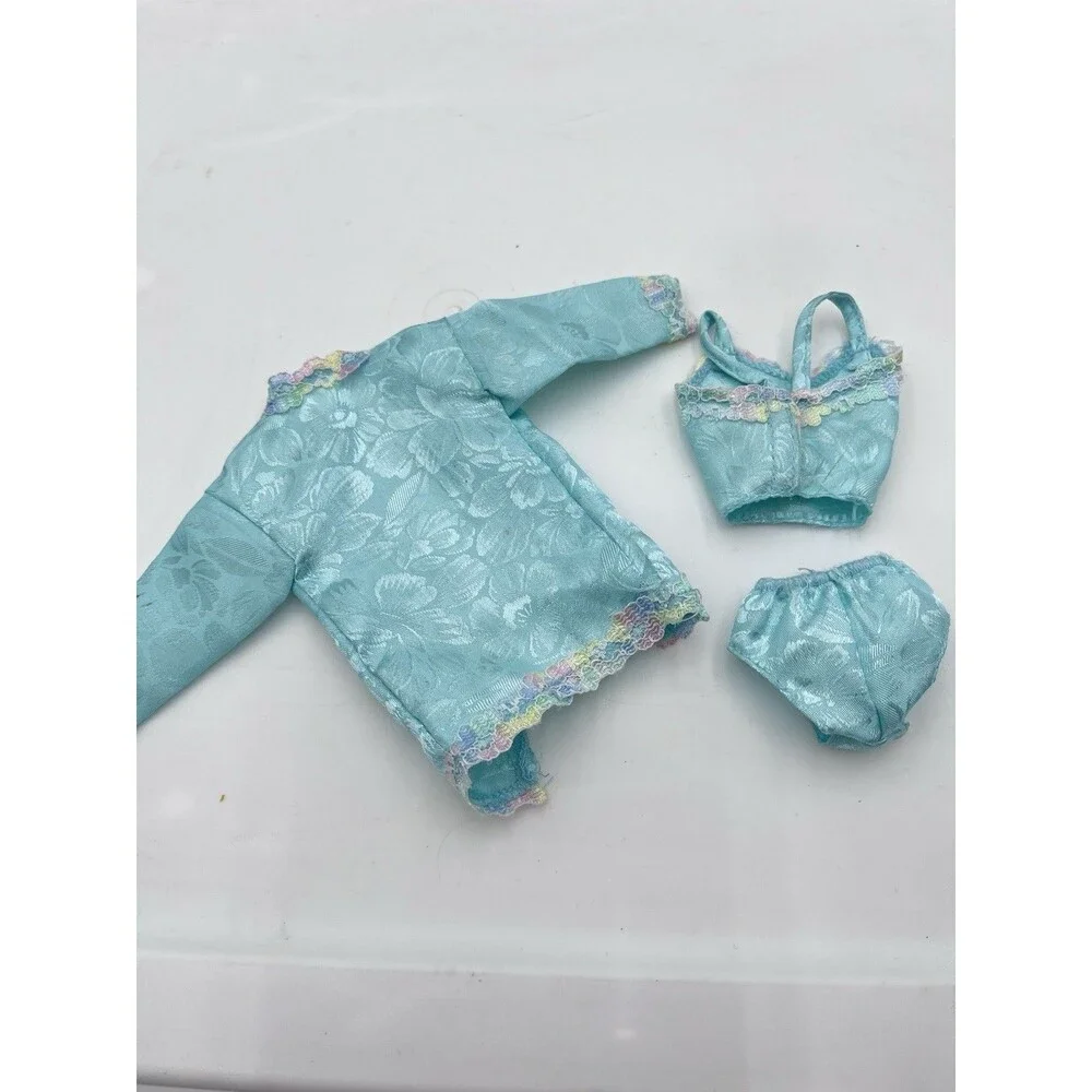 Barbie Fancy Frills Teal Robe/ Panties And Top/Nightwear Lingerie